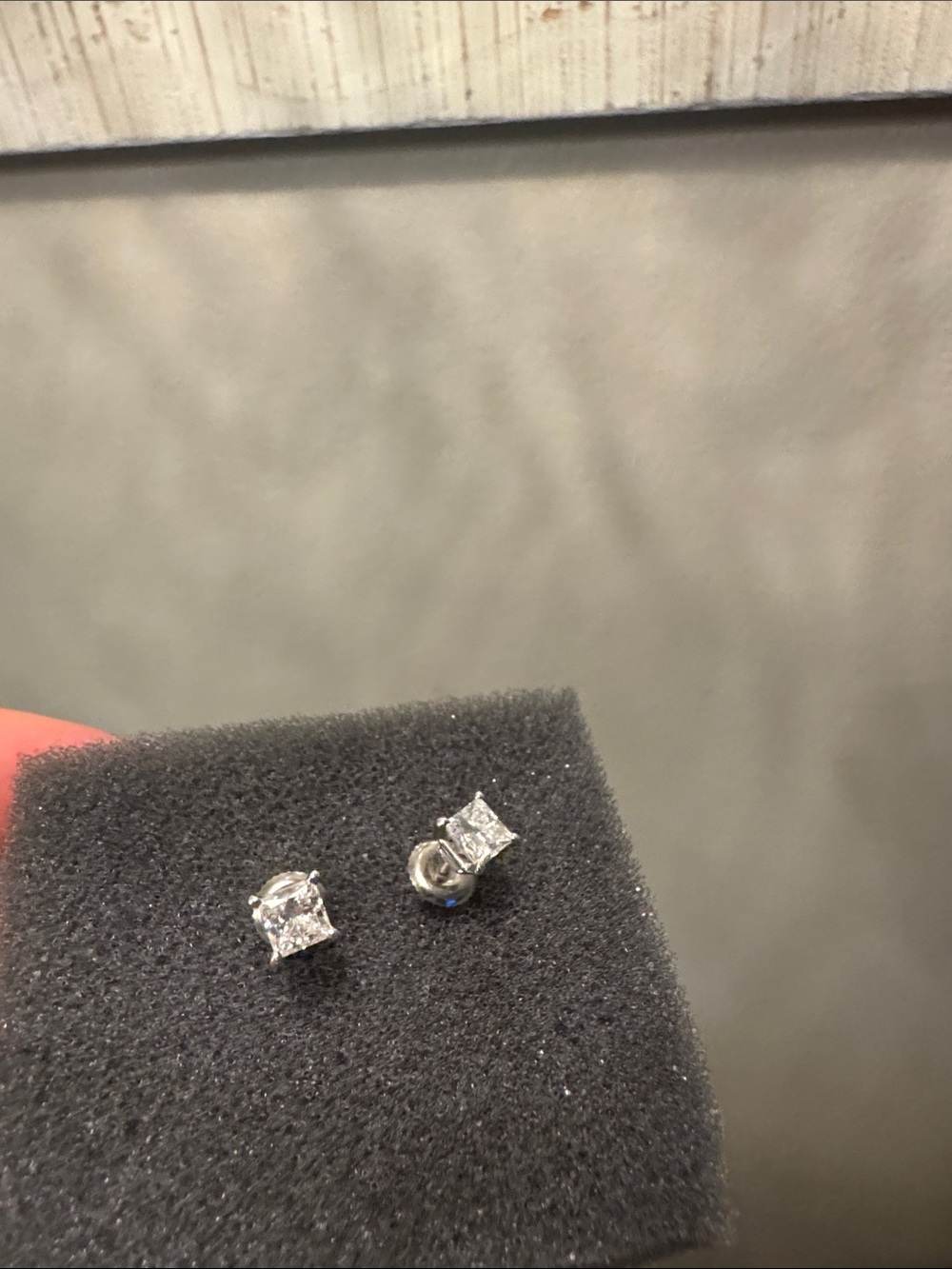 Kay Jewelers Silver Princess-Cut Stud Earrings - Clear/Silver 1 ct